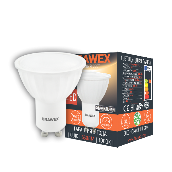 Лампа светодиодная Brawex рефлектор матовый GU10 7Вт 3000K 4107J-PAR16k1-7L в #REGION_NAME_DECLINE_PP#