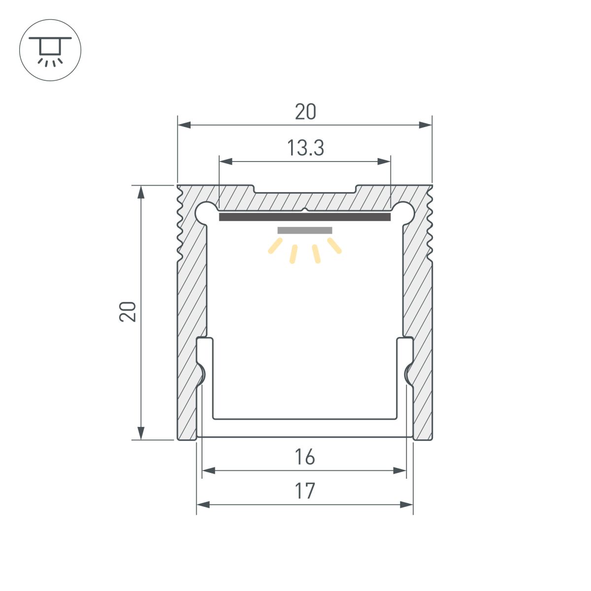 Профиль Arlight SL-SLIM20-H20-2000 ANOD (BY) (Алюминий) 059789 в Санкт-Петербурге