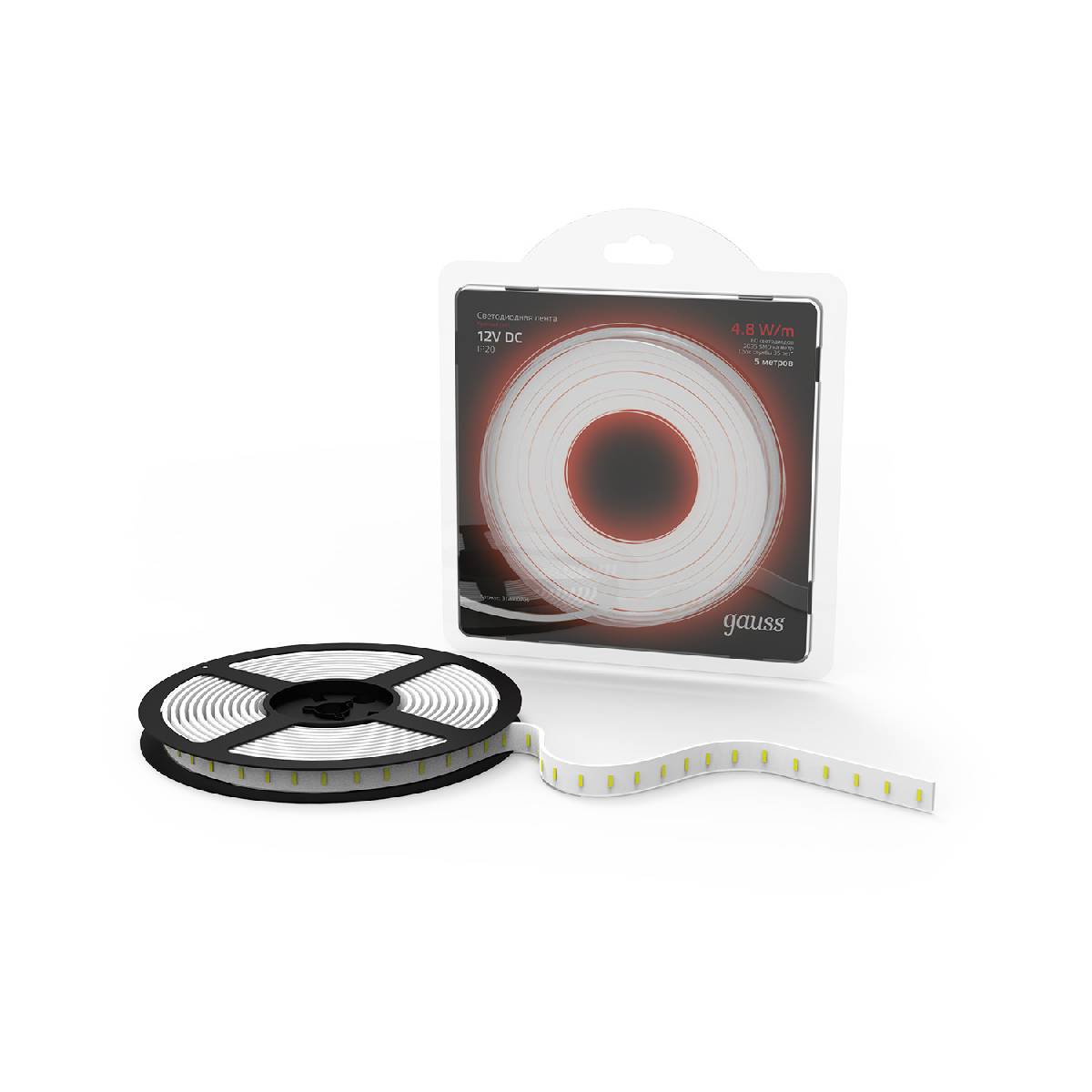 Светодиодная лента Gauss 4,8W/m 60LED/m 2835SMD красный 5M 312000705 в Санкт-Петербурге