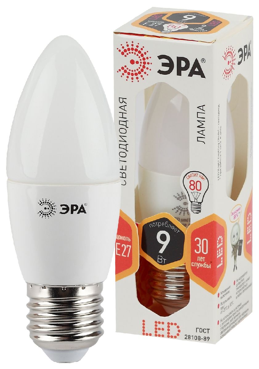 Лампа светодиодная Эра E27 9W 2700K LED B35-9W-827-E27 Б0027971 в #REGION_NAME_DECLINE_PP#