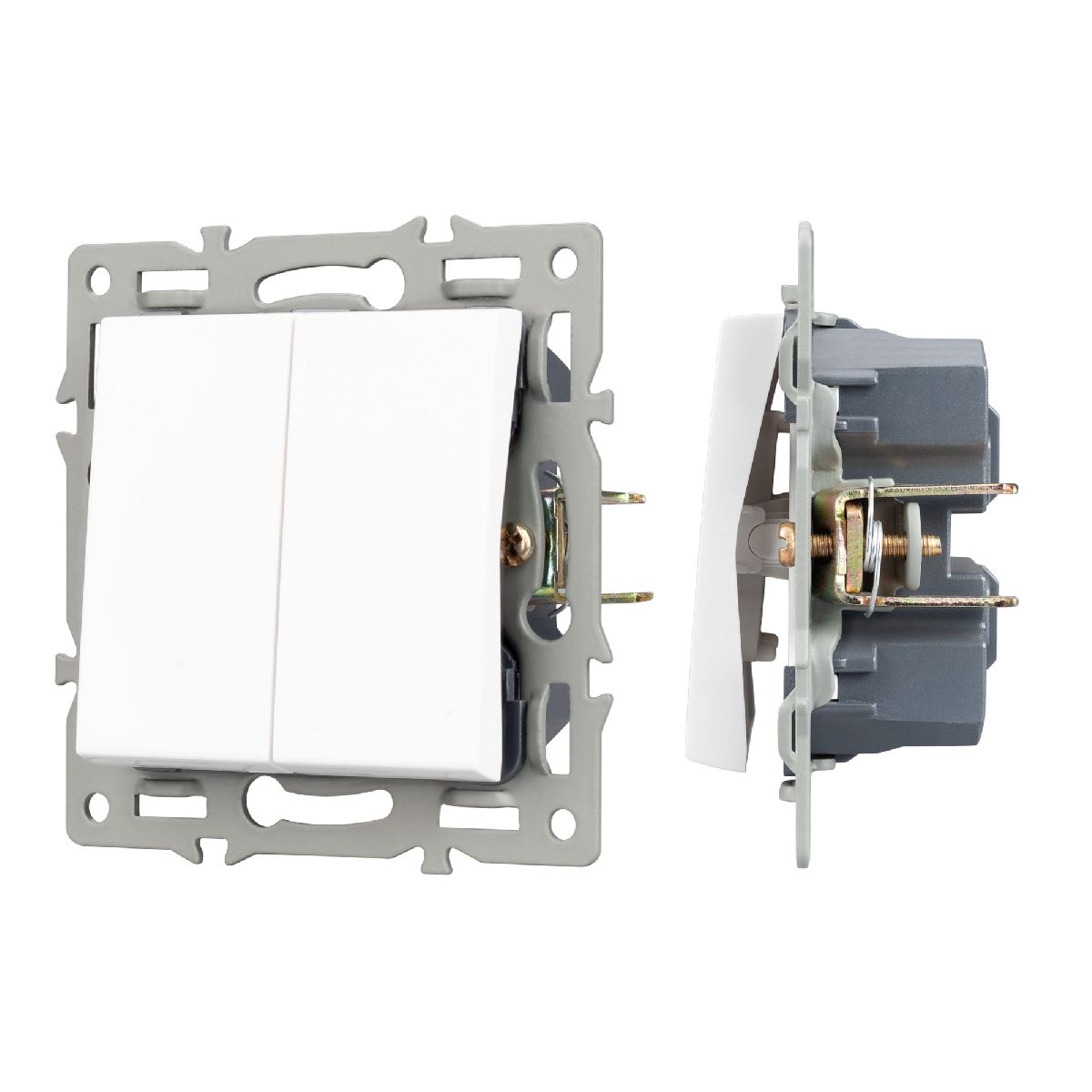 Механизм выключателя двухклавишный проходной Arlight SWT-MKP2-PL-WH (250V, 16A) 043727 в Санкт-Петербурге