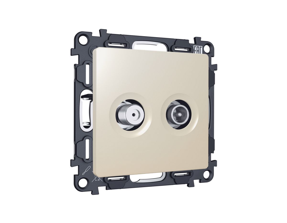 Комплект механизма розетки TV оконечной + SAT 5-862MHz 3.5dB/950-2150MHz 3.5dB Alfa Бежевый матовый Quant Ambrella Volt MA333310 (AP3333, VM217) в #REGION_NAME_DECLINE_PP#