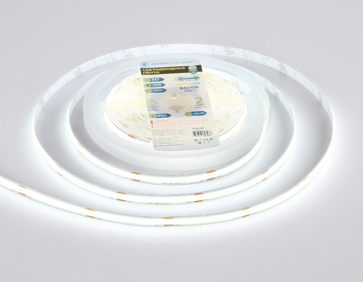 Светодиодная лента Ambrella Light LED Strip 24В COB 12Вт/м 6500K 5м IP20 GS4703 в Санкт-Петербурге