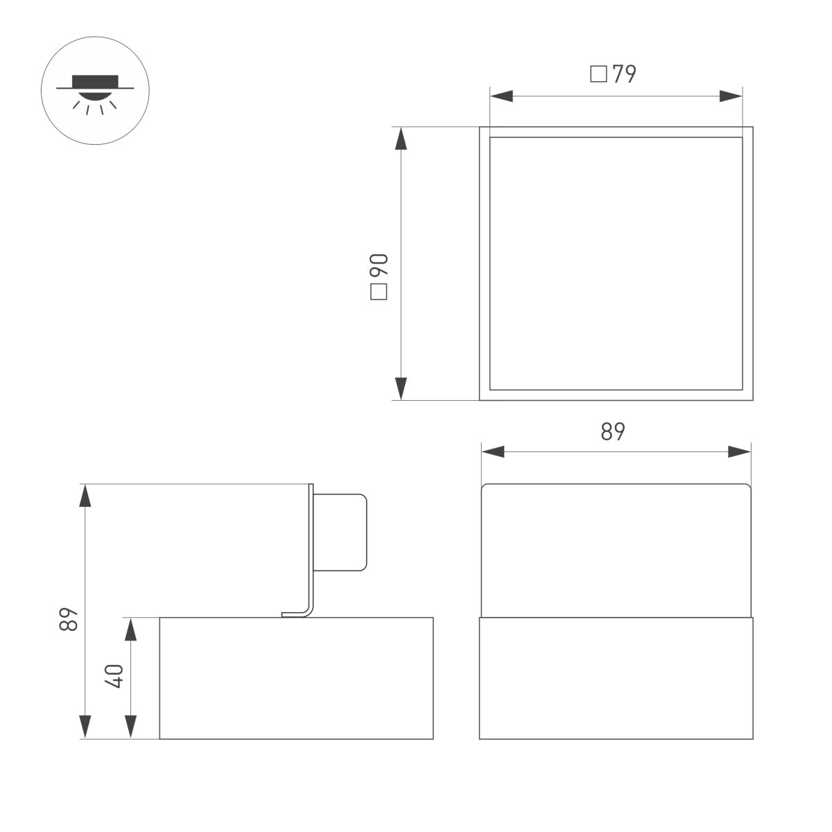 Светильник грильято влагозащищенный Arlight DL-GRIGLIATO-S90x90-12W Day4000 (Черный, 90 deg, 230V) (IP54 Металл) 057847 в Санкт-Петербурге
