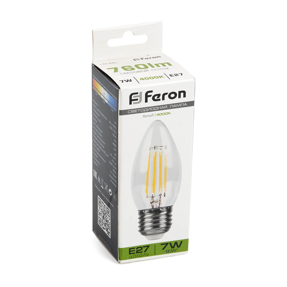 Лампа светодиодная Feron LB-66 Свеча E27 7W 4000K 38271 в Санкт-Петербурге