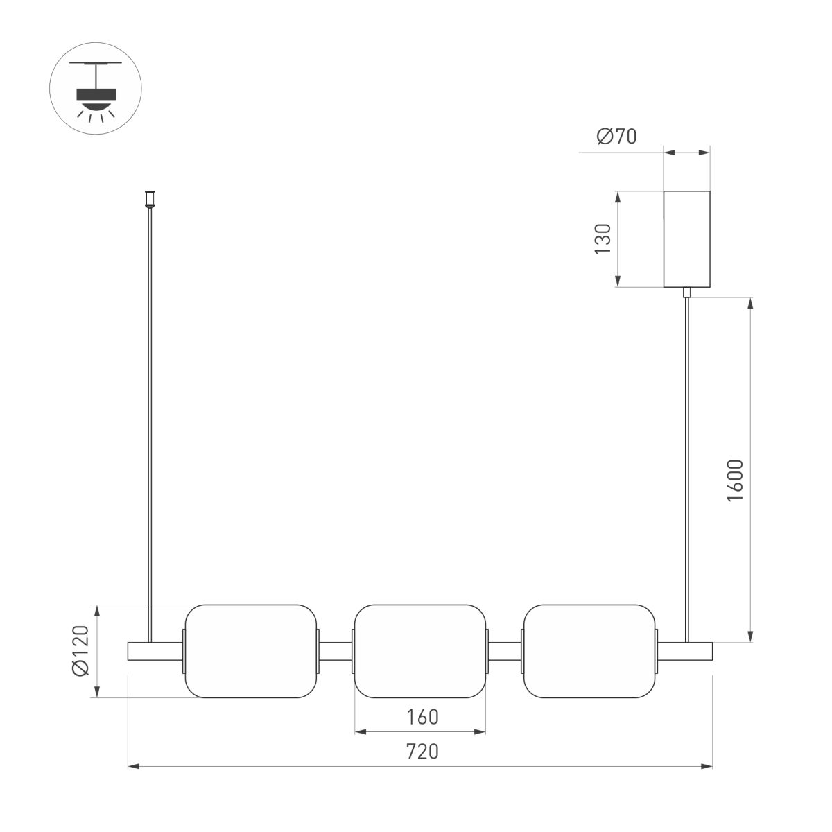 Подвесной светильник Arlight SP-CARAMELA-HANG-L720-12W Warm2700 (BK, 360 deg, 230V) (IP20, Натуральный шелк) 056885 в Санкт-Петербурге