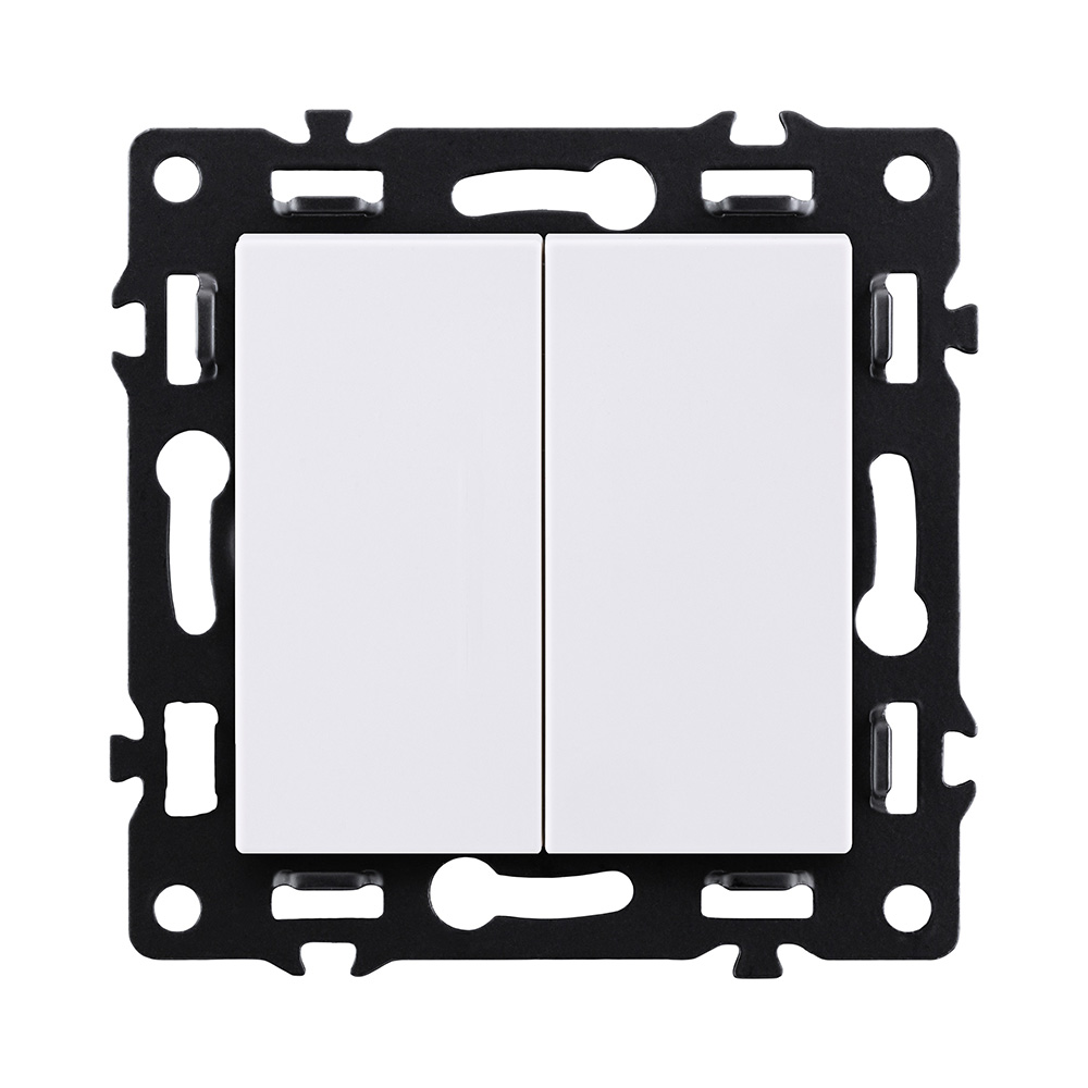 Выключатель 2-клавишный 10А/250В, белый Kollinger Asthetik AS-004WH в #REGION_NAME_DECLINE_PP#