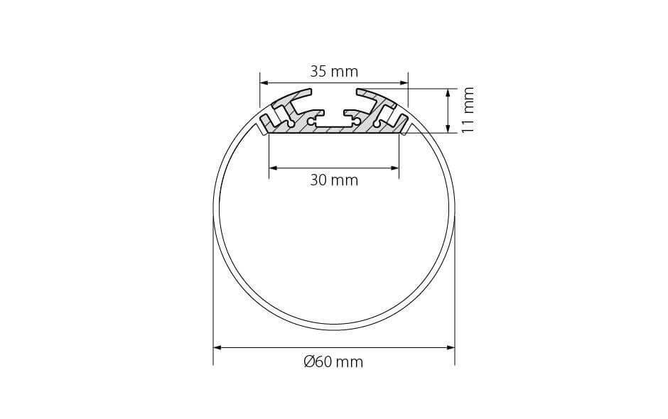 Профиль с экраном Arlight SL-ROUND-D60-2500 ANOD+OPAL 020474 в Санкт-Петербурге