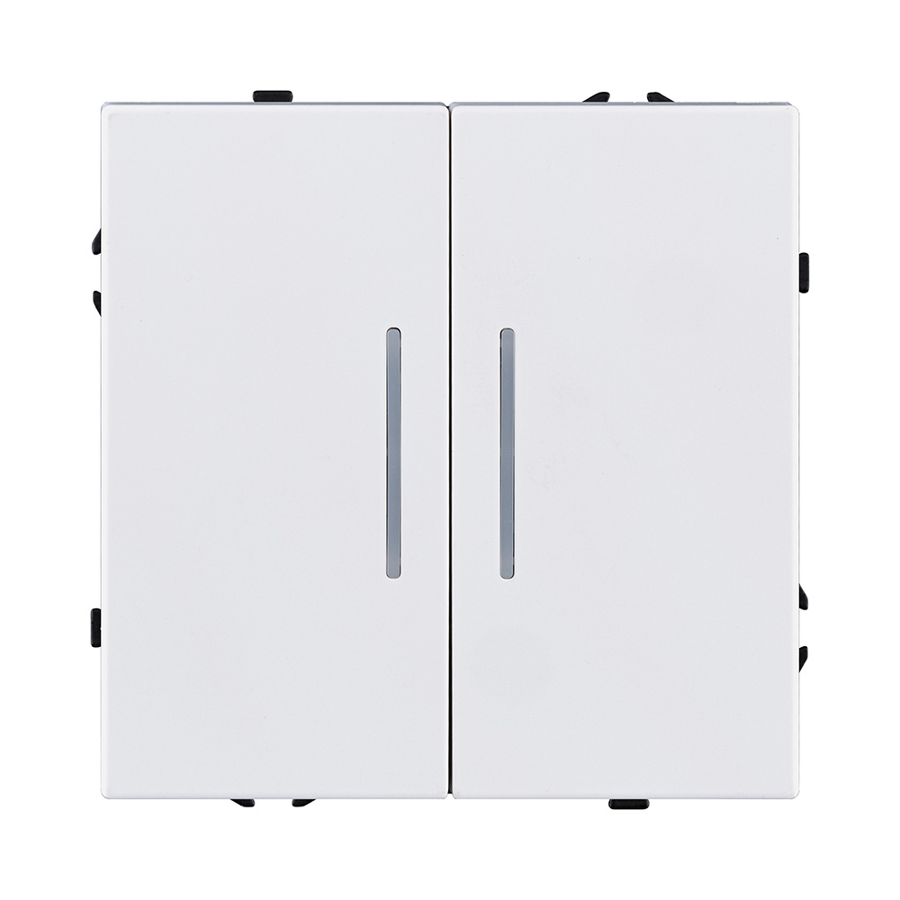 Выключатель 2-клавишный 10А/250В с LED подсветкой, белый глянцевый Kollinger Eclipse EC-010WG в #REGION_NAME_DECLINE_PP#