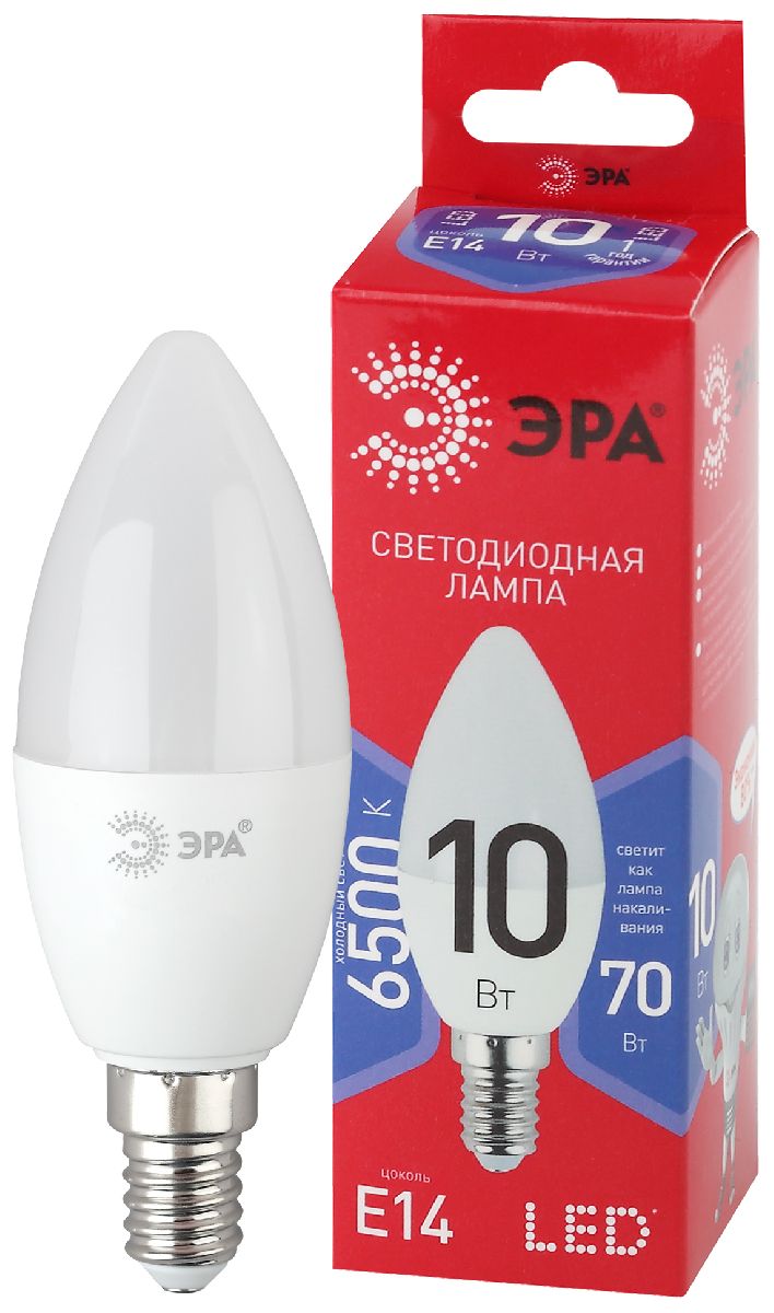 Лампа светодиодная Эра E14 10W 6500K LED B35-10W-865-E14 R Б0045337 в Санкт-Петербурге