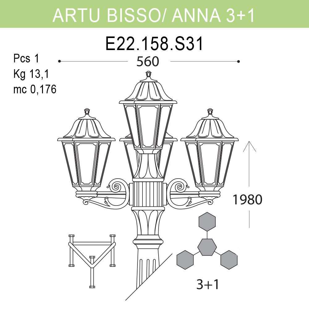 Уличный фонарь Fumagalli Artu Bisso/Anna 3+1 E22.158.S31.BXF1R в Санкт-Петербурге