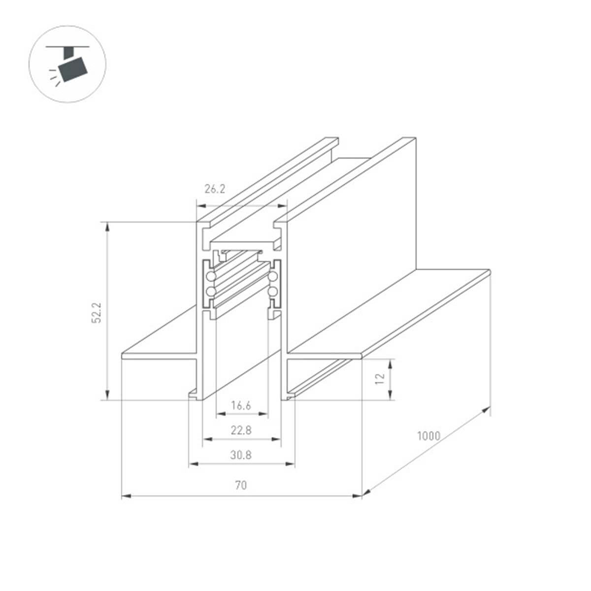 Встраиваемый магнитный шинопровод Arlight MAG-ORIENT-TRACK-2652-FDW-1000 (BK) 035566 в Санкт-Петербурге