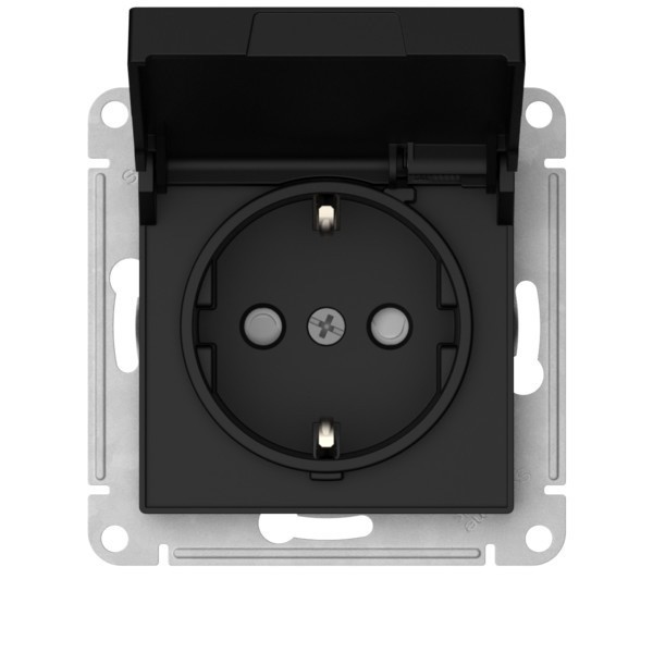 Розетка с заземл. со шторк. с крышкой, 16А,IP20,мех., быстрозажим. клем. Systeme Electric AtlasDesign Карбон ATN001046S в #REGION_NAME_DECLINE_PP#