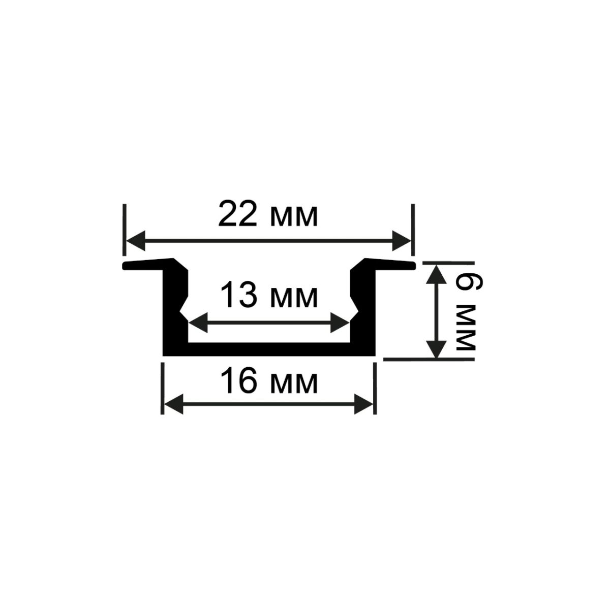 Профиль встраиваемый  шир. ленты до 12мм (рассеиватель матовый, заглушки - 2шт.,) OGM GM-08-02 в Санкт-Петербурге