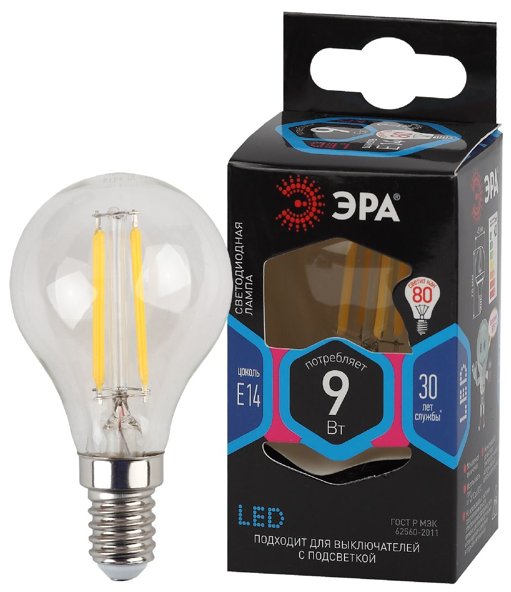 Лампа светодиодная Эра E14 9W 4000K F-LED P45-9w-840-E14 Б0047026 в #REGION_NAME_DECLINE_PP#