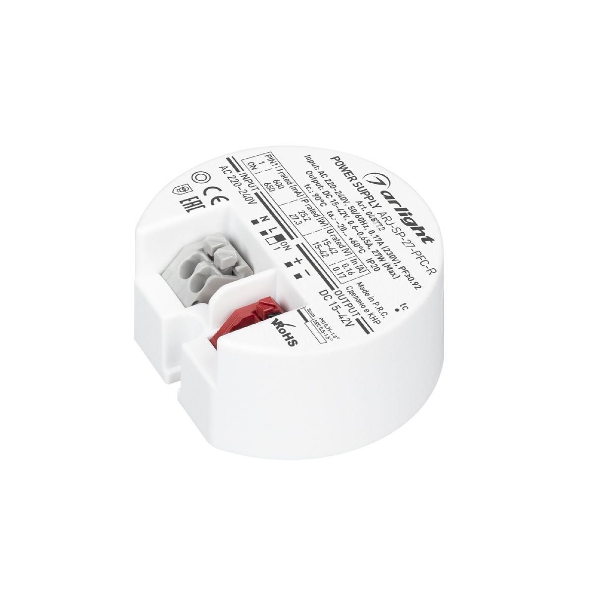 Блок питания Arlight ARJ-SP-27-PFC-R (27W, 15-42V, 0.6-0.65A) 048772 в #REGION_NAME_DECLINE_PP#