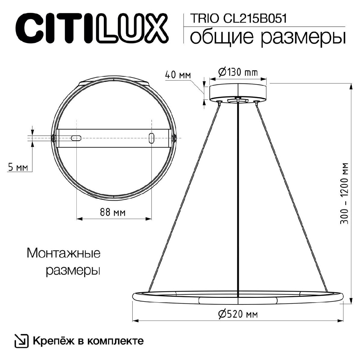 Подвесной светильник Citilux Trio CL215B051 в Санкт-Петербурге