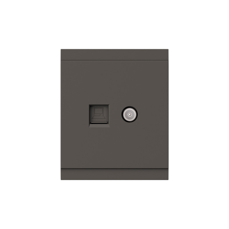 Розетка SETE компьютерная RJ45 кат6 + TV с/у графит IP20/IP44 KRANZ KR-79-0721-3 в Санкт-Петербурге