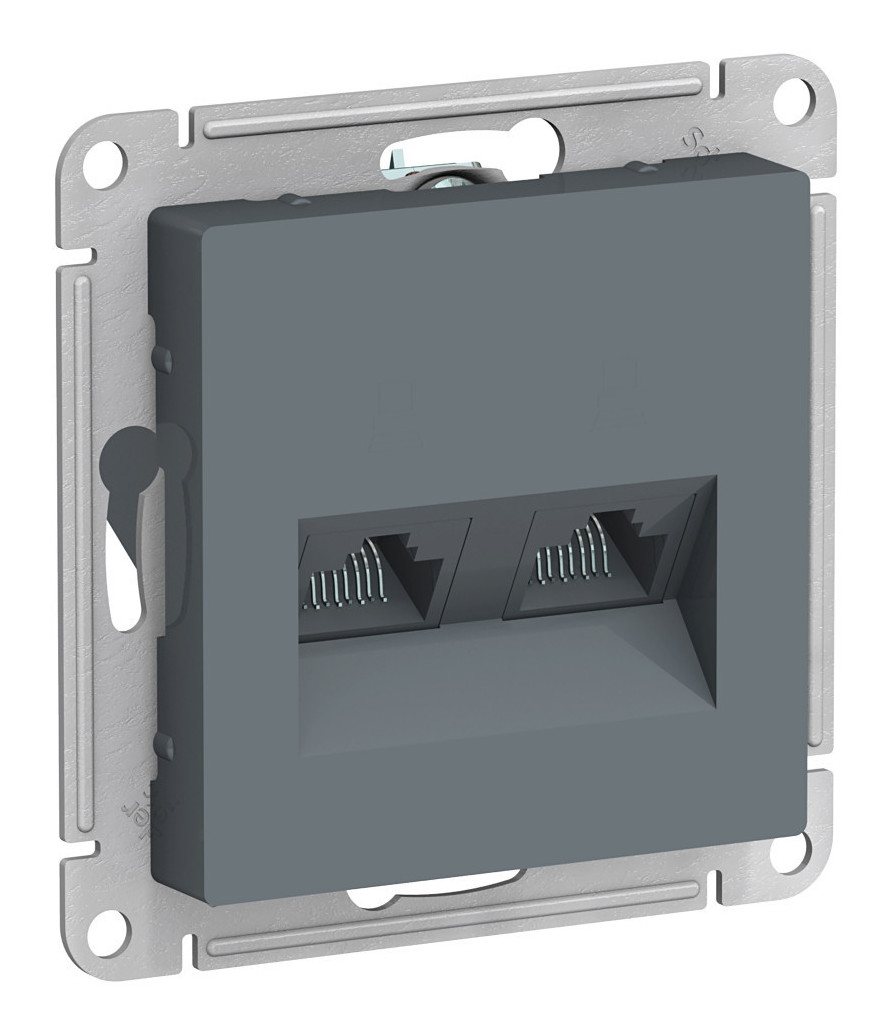 Розетка двойная компьютерная RJ45+RJ45, кат.5E, механизм Systeme Electric AtlasDesign Грифель ATN000785 в Санкт-Петербурге