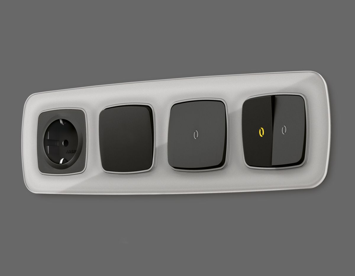 Комплект механизма 1-кл выключателя с самовозвратом с подсветкой 3200K OMEGA Черный матовый QUANT Ambrella Volt MO802050 (OP8020, VM113, G11Y) в Санкт-Петербурге