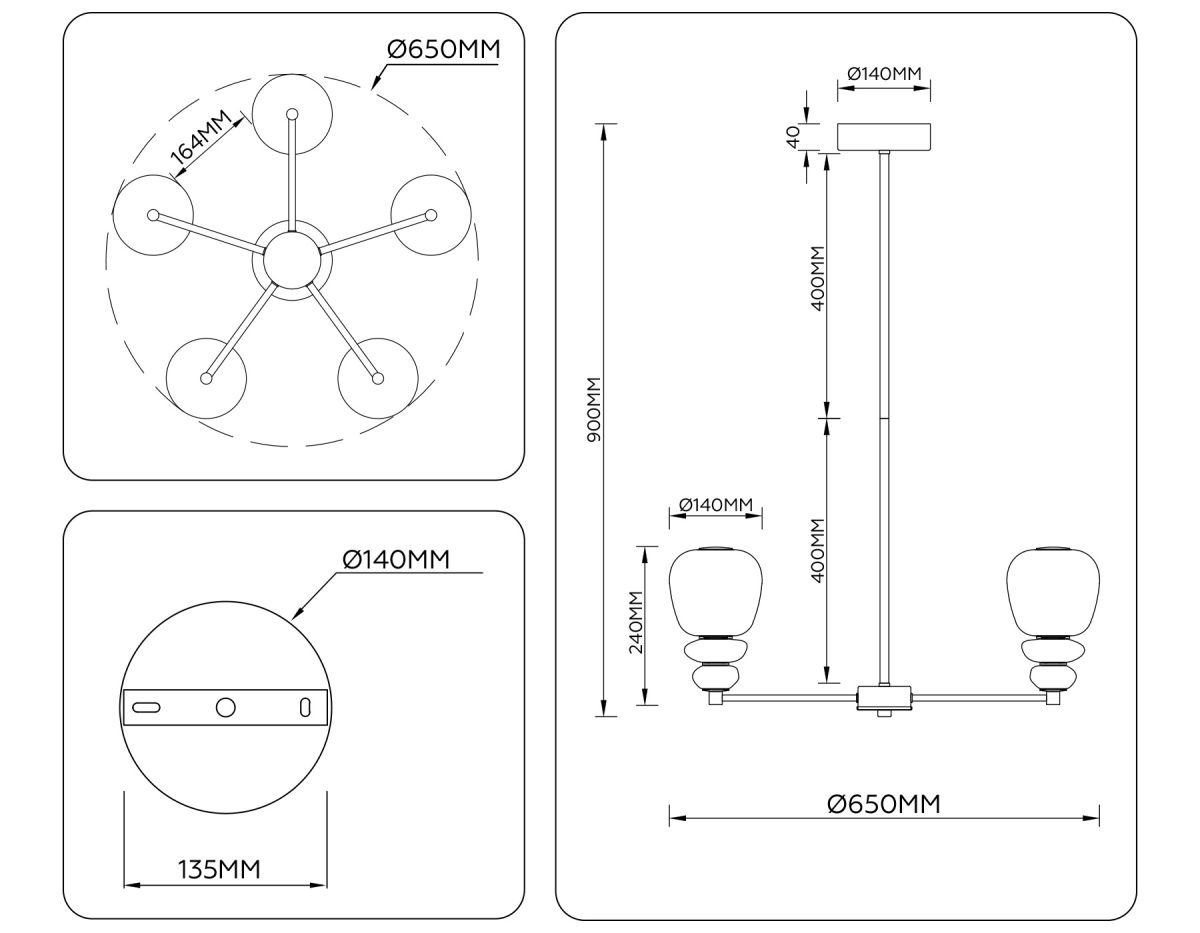 Люстра на штанге Ambrella Light High Light Ceramo Modern LH53164 в #REGION_NAME_DECLINE_PP#