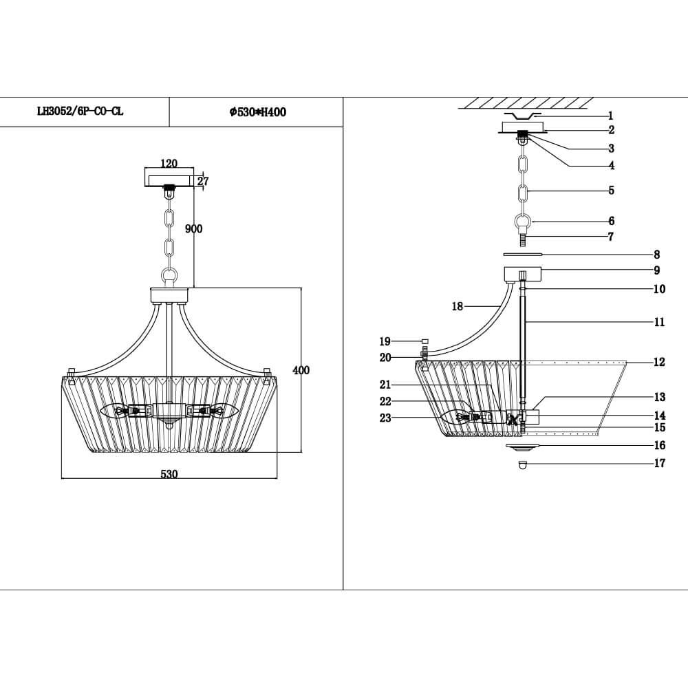 Подвесная люстра Lumien Hall Dzhasmin LH3052/6P-CO-CL в Санкт-Петербурге