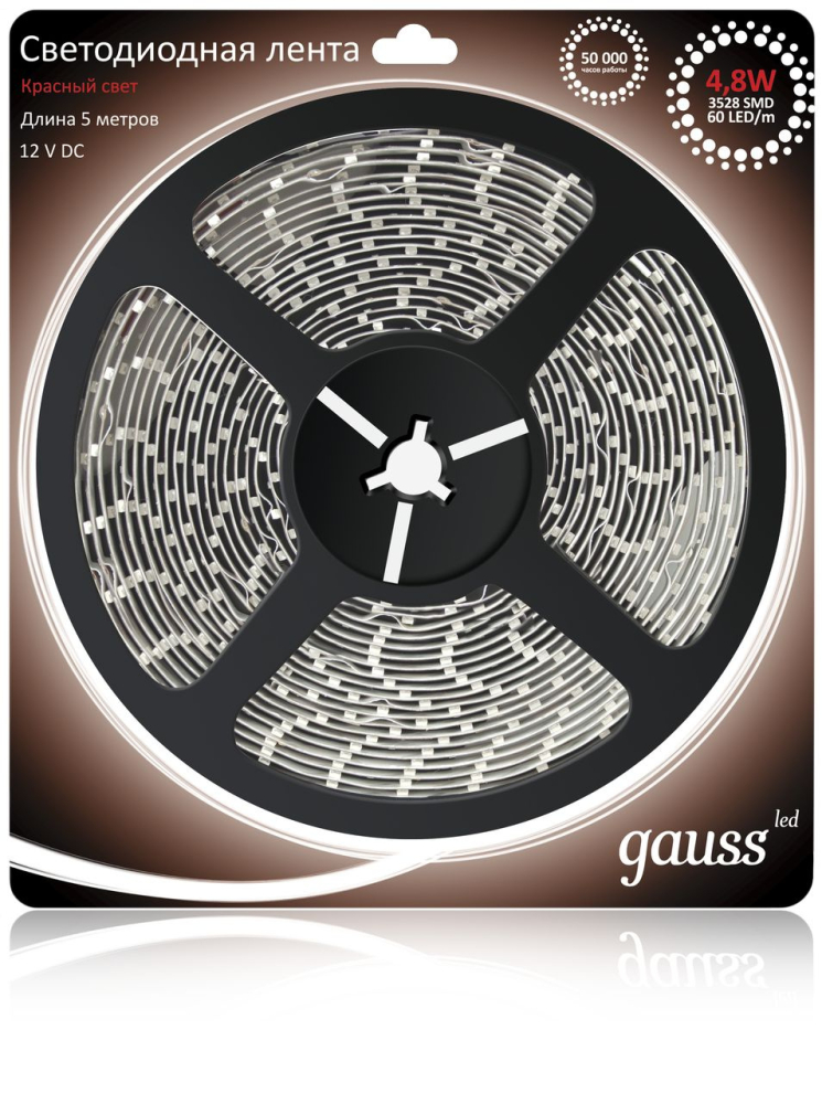 Светодиодная лента Gauss 4,8W/m 60LED/m 2835SMD красный 5M EB312000705 в Санкт-Петербурге