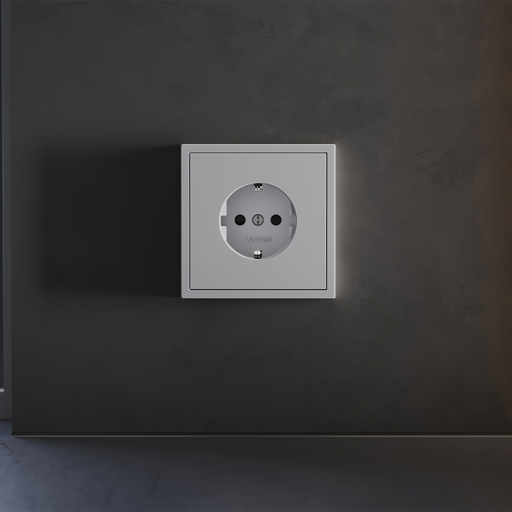 Накладка для розетки с заземлением и защитными шторками Voltum S70 (серый) VLS000716 в #REGION_NAME_DECLINE_PP#