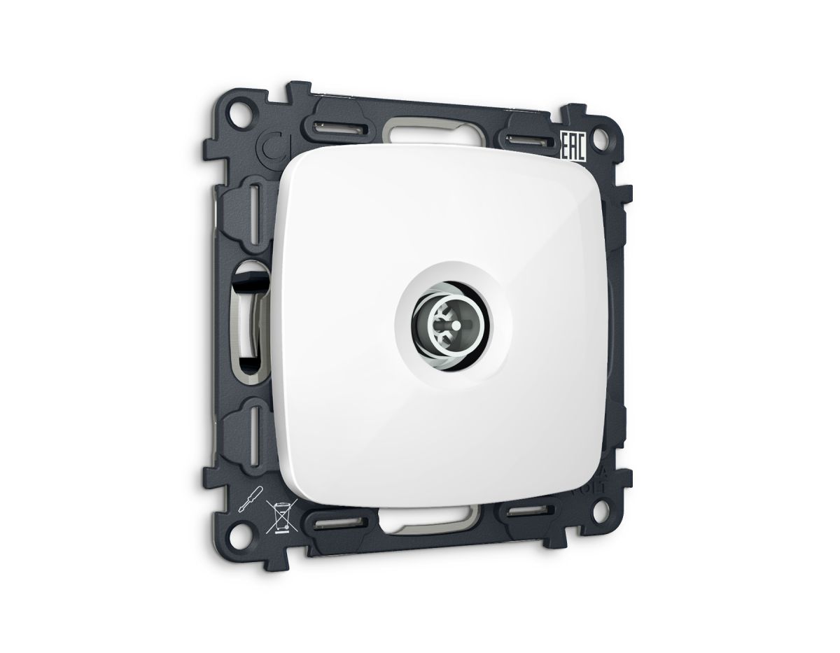 Комплект механизма TV розетки Ambrella Volt оконечной экранированной 5-1000MHz 3dB OMEGA MO113005 Белый глянец QUANT (OP1130, VM199) в Санкт-Петербурге