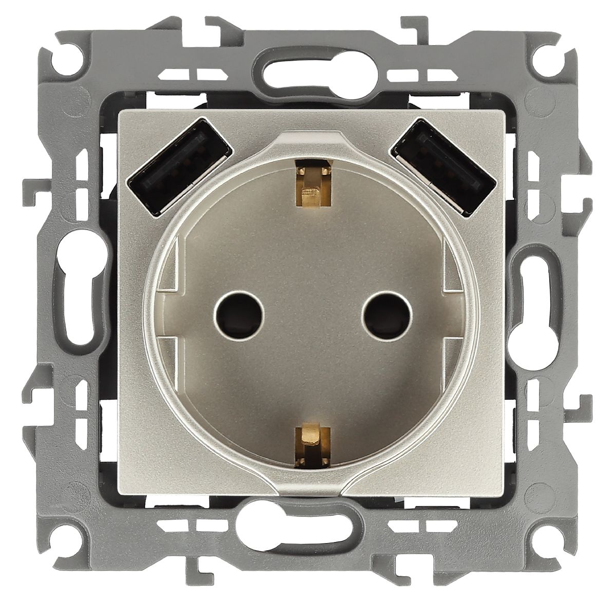 Розетка 2P+E со шторками и 2xUSB Эра 14-4109-04 Б0047870 в #REGION_NAME_DECLINE_PP#