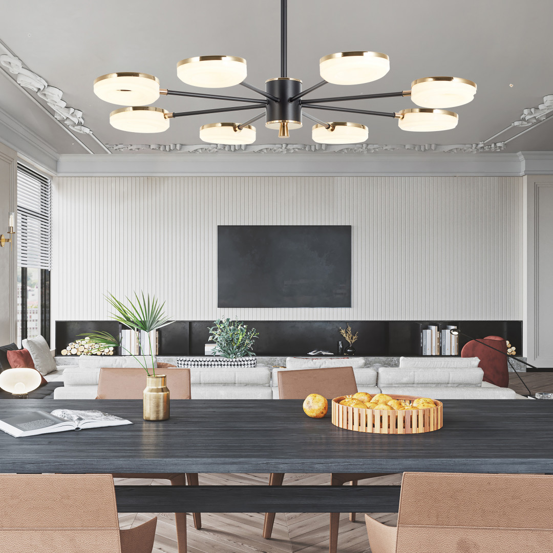 Люстра на штанге Arte Milano Ferrara 277499/8 BK/GD в #REGION_NAME_DECLINE_PP#