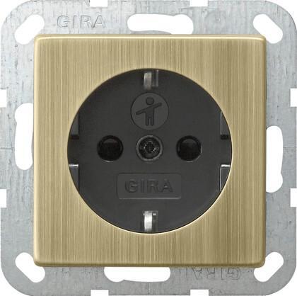 Розетка Gira System 55 Schuko с/з со шторками 16A 250V безвинтовой зажим бронза/черный 0453603 в Санкт-Петербурге