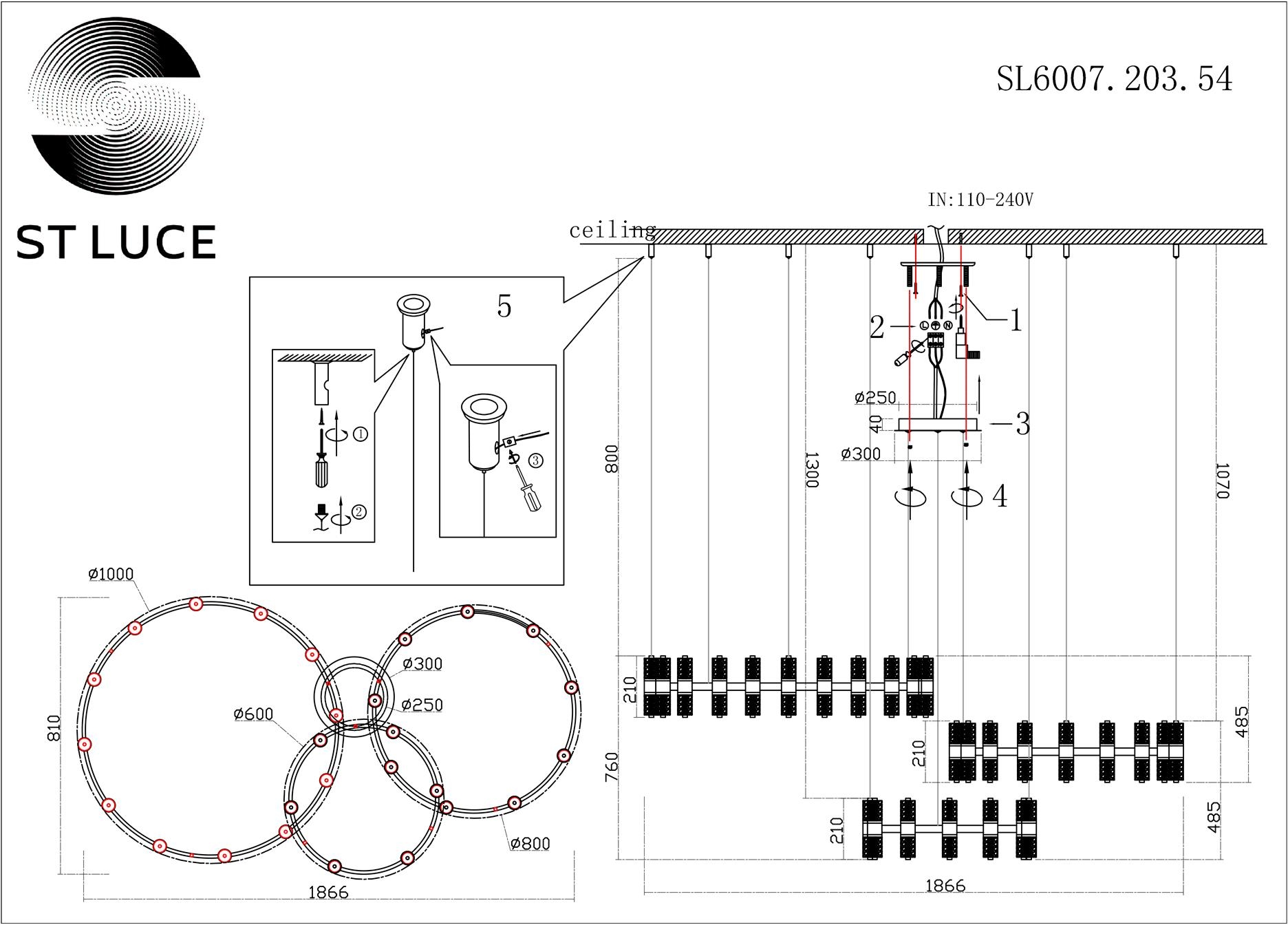 Подвесная люстра ST Luce Gemina SL6007.203.54 в Санкт-Петербурге