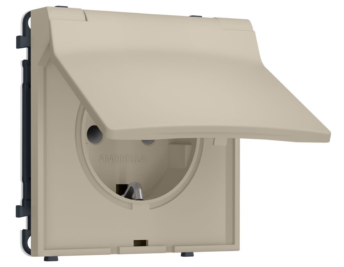 Комплект механизма электрической розетки SIGMA Кашемир 50Hz 2P+E с/з с/ш и крышкой IP44 16A-250V QUANT PRO Ambrella Volt MS348010 (SP3480, PR141) в #REGION_NAME_DECLINE_PP#