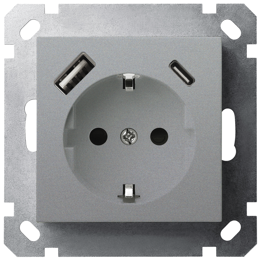 Розетка SHUKO Jasmart с USB тип A + C1 с защитными шторками (2P+T) 25W 16A 250V G5501USB-25S в Санкт-Петербурге
