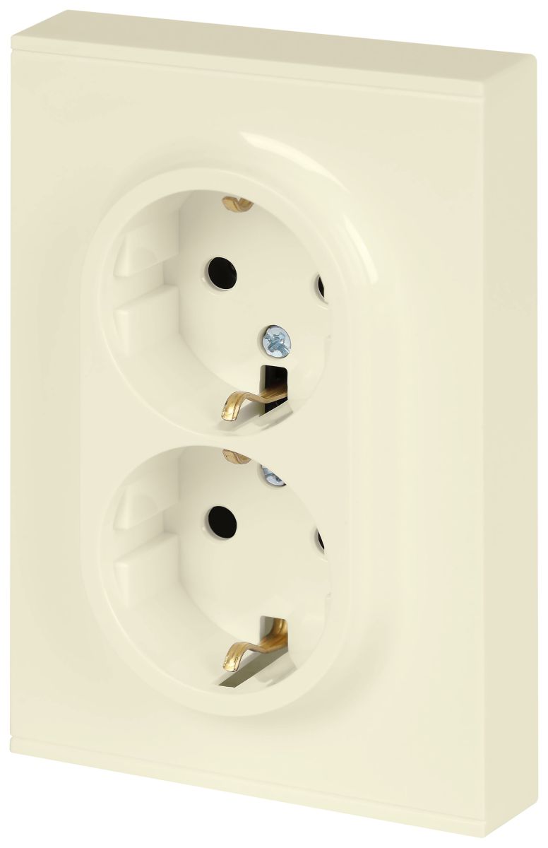 Розетка Эра Arktik 16-2105-02 двойная с заземлением 2X2P+E Schuko со шторками 16А-250В слоновая кость Б0070455 в Санкт-Петербурге