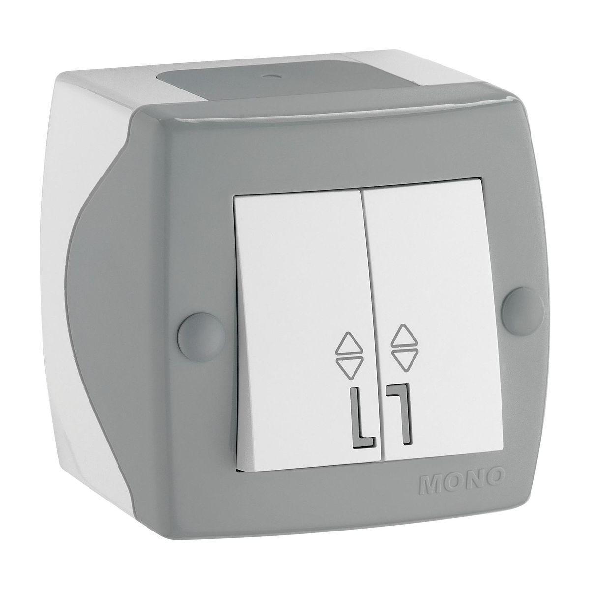Выключатель двухклавишный проходной Mono Electric Octans IP20 10А 250В бело-серый 104-020001-111 в Санкт-Петербурге