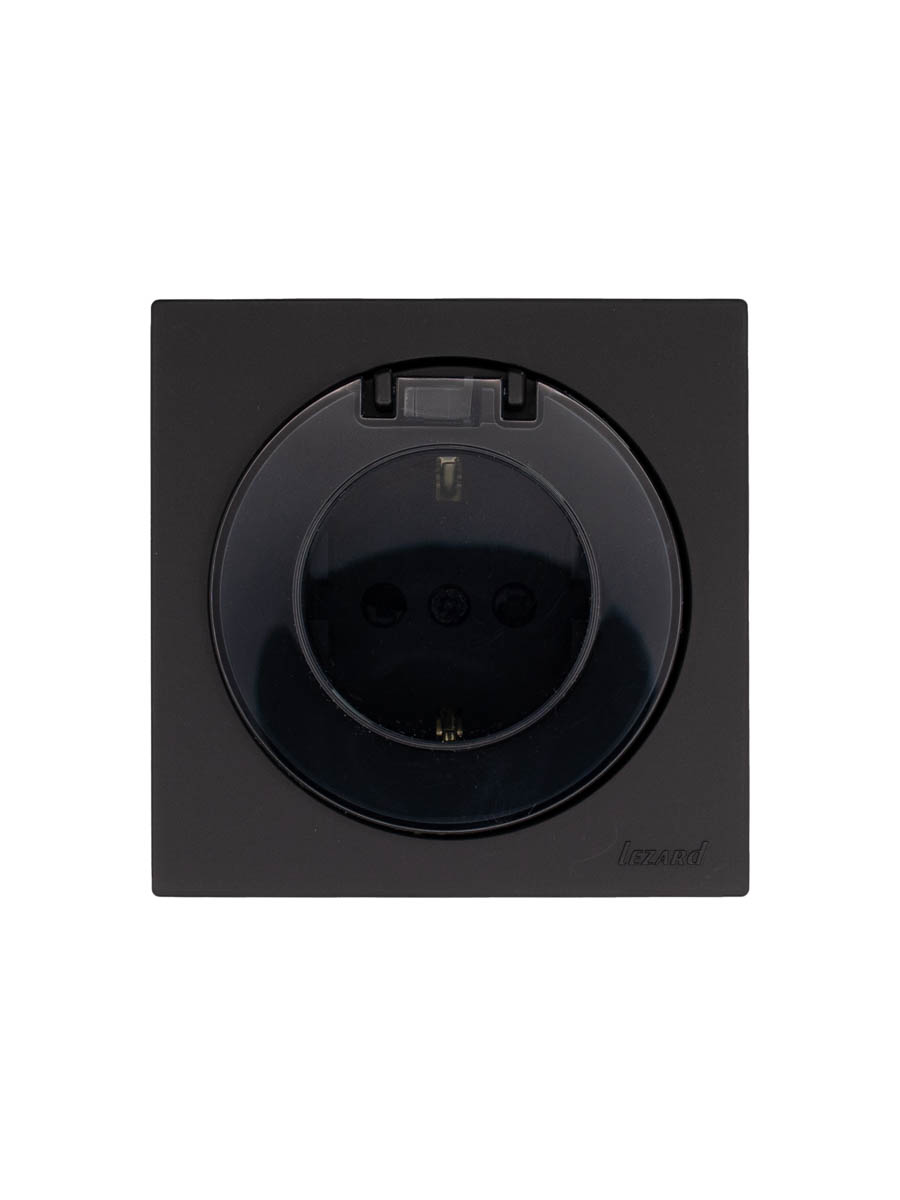 Розетка с/з с крышкой ПБТ чёрный бархат Lezard Osen 743-4288-123B в Санкт-Петербурге