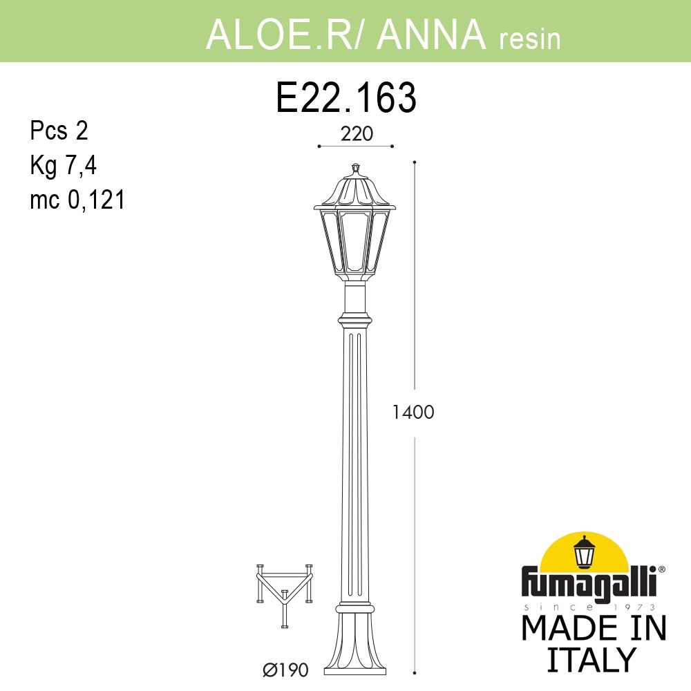 Ландшафтный светильник Fumagalli ALOE*R/ANNA E22.163.000.BYE27 в Санкт-Петербурге