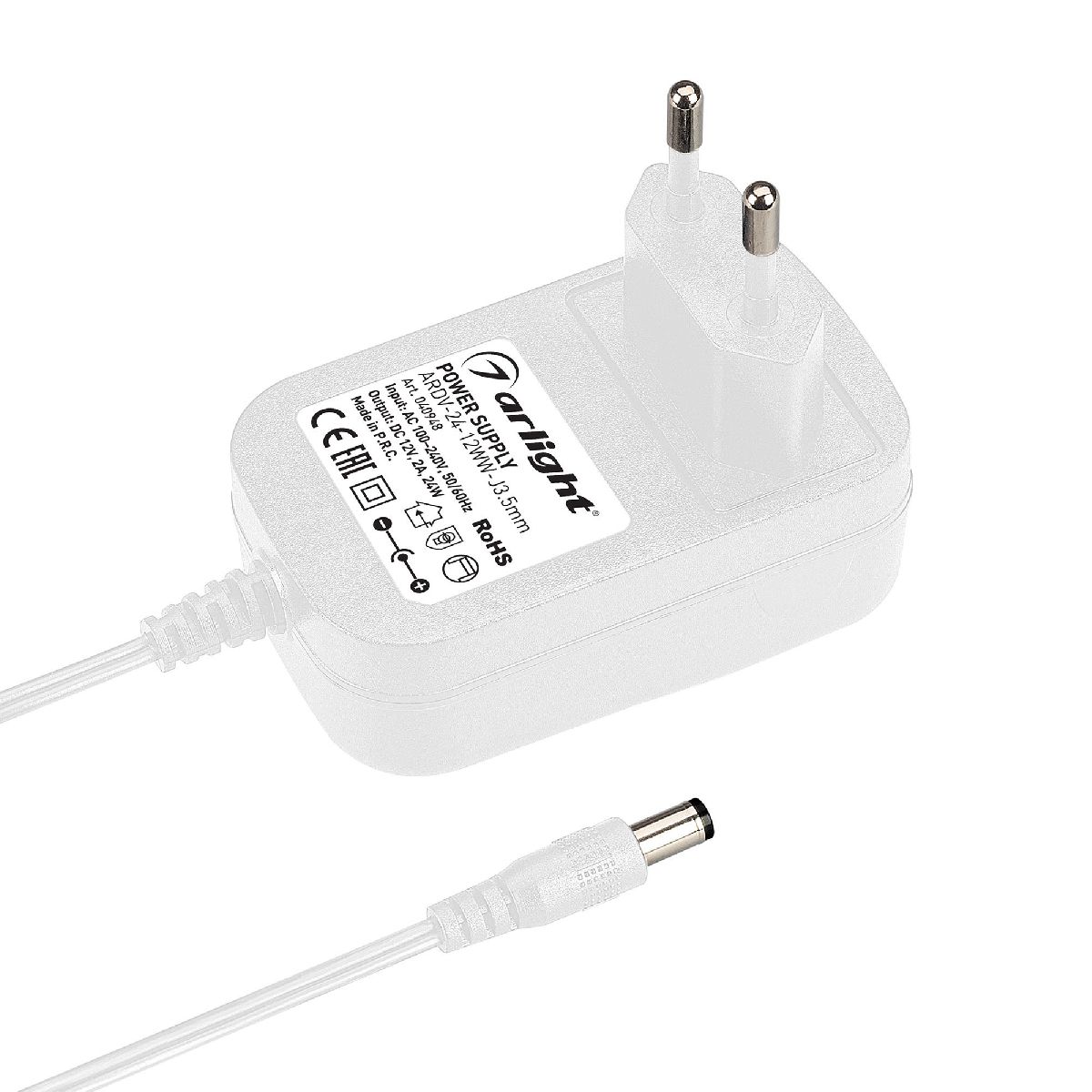 Блок питания Arlight ARDV-24-12WW-J3.5mm (12V, 2A, 24W) 040948 в Санкт-Петербурге