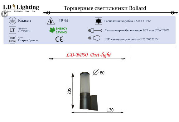 Светильник настенный LD-Lighting LD-BP80 PART-LIGHT в Санкт-Петербурге