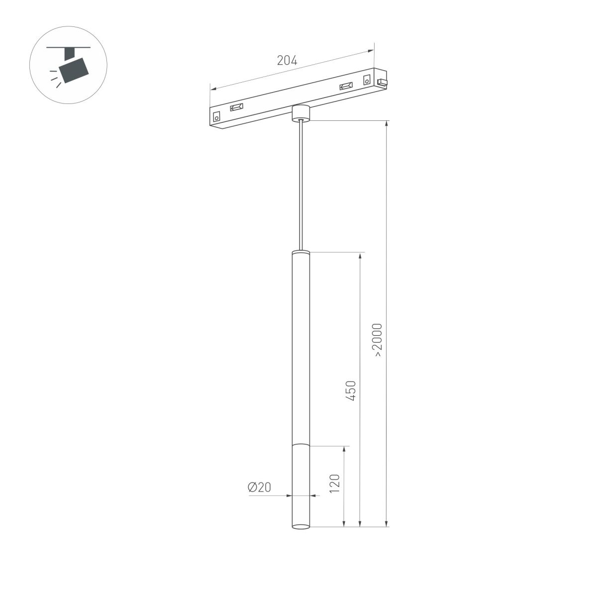 Трековый магнитный светильник Arlight MAG-ORIENT-STICK-HANG-R20-3W Day4000 (Черный, 180 deg, 48V) (IP20 Металл) 036541(2) в Санкт-Петербурге