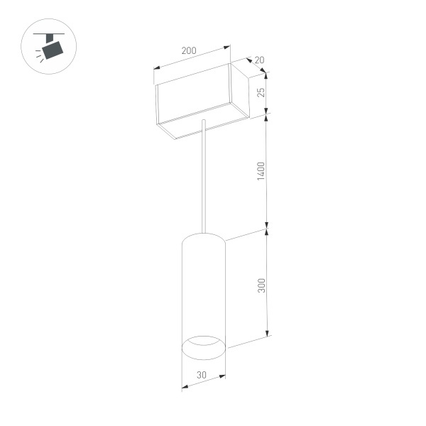 Трековый светильник для магнитного шинопровода Arlight Mag-Spot-Hang-25-R30-5W Warm3000 034244 в Санкт-Петербурге