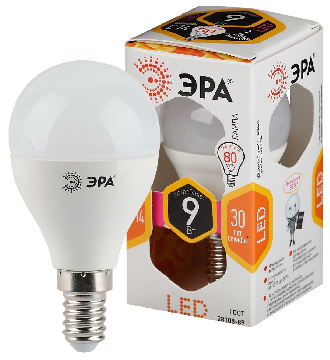 Лампа светодиодная Эра E14 9W 2700K LED P45-9W-827-E14 Б0029041 в #REGION_NAME_DECLINE_PP#