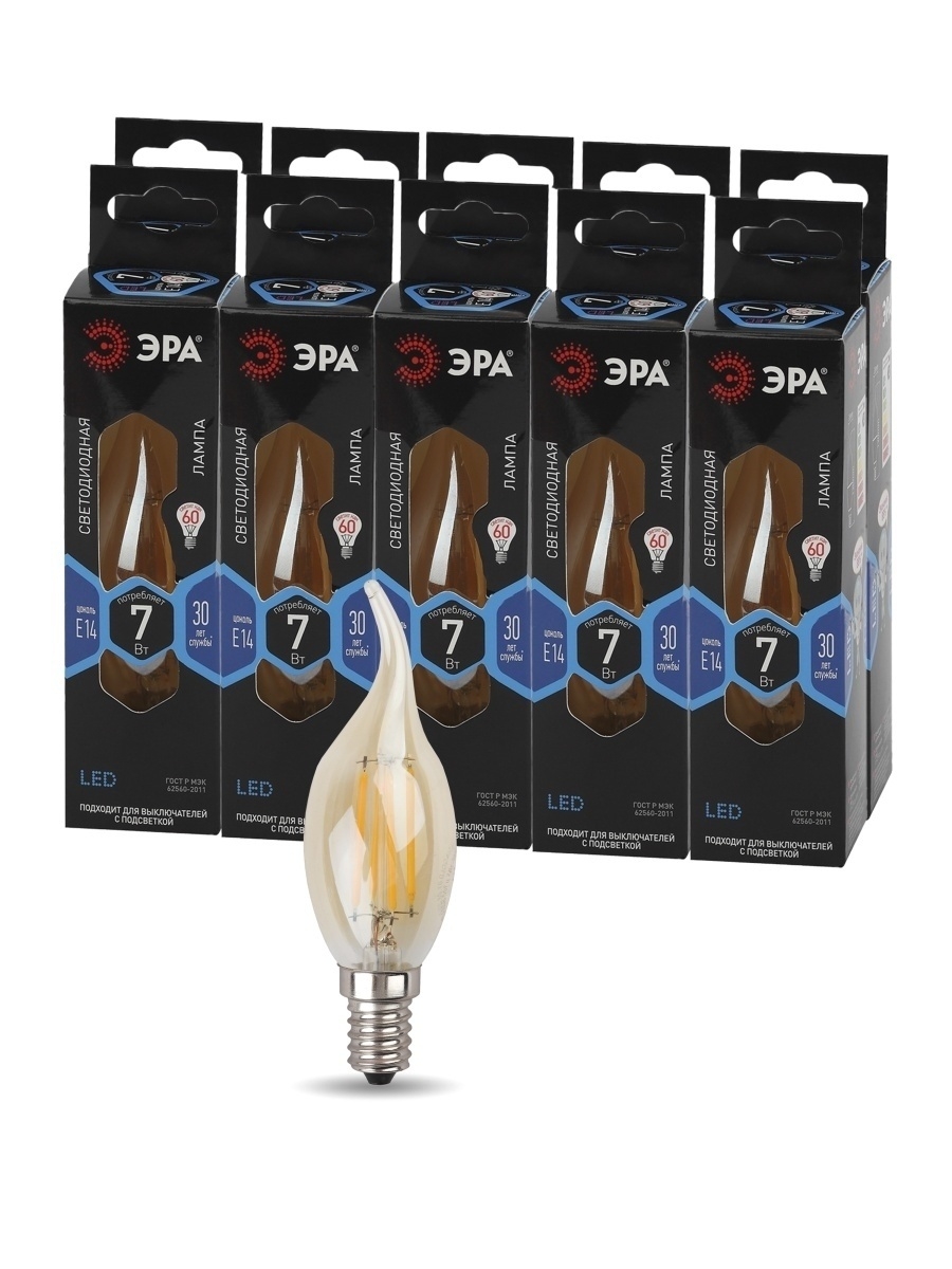 Лампа светодиодная Эра E14 7W 4000K F-LED BXS-7W-840-E14 gold Б0047008 в Санкт-Петербурге