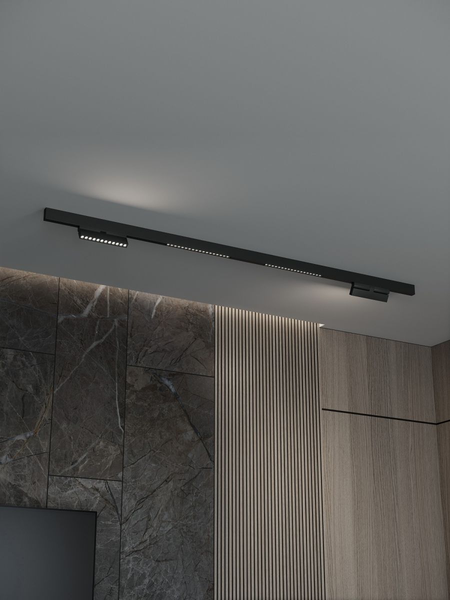 Трековая система со светильниками №7 трехфазная накладная Eldeko (48В, форма - прямая, 2м, 4000K) черная Hesby Lighting HSBL_kompl_E007_NI2B4K в #REGION_NAME_DECLINE_PP#