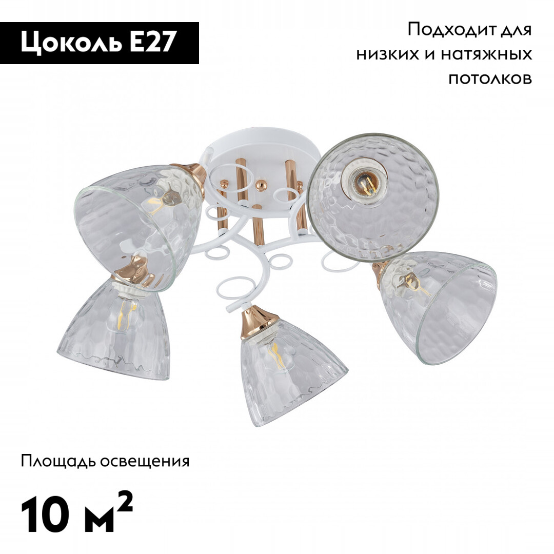 Потолочная люстра Arte Milano Amalfi 321395/5A WH+FG в Санкт-Петербурге