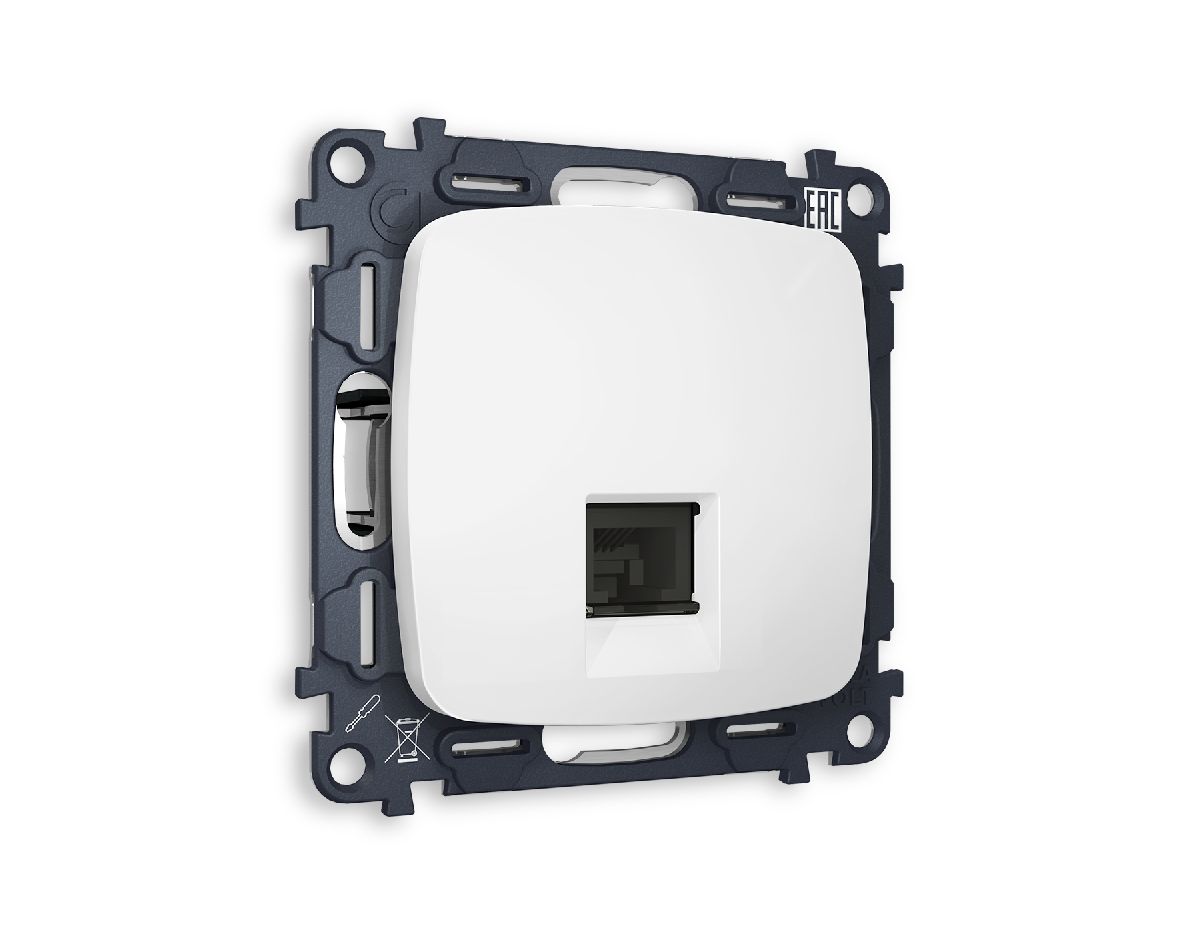 Комплект механизма телефонной розетки RJ-11(4P4C) со шторкой Ambrella Volt Omega MO132030 в Санкт-Петербурге