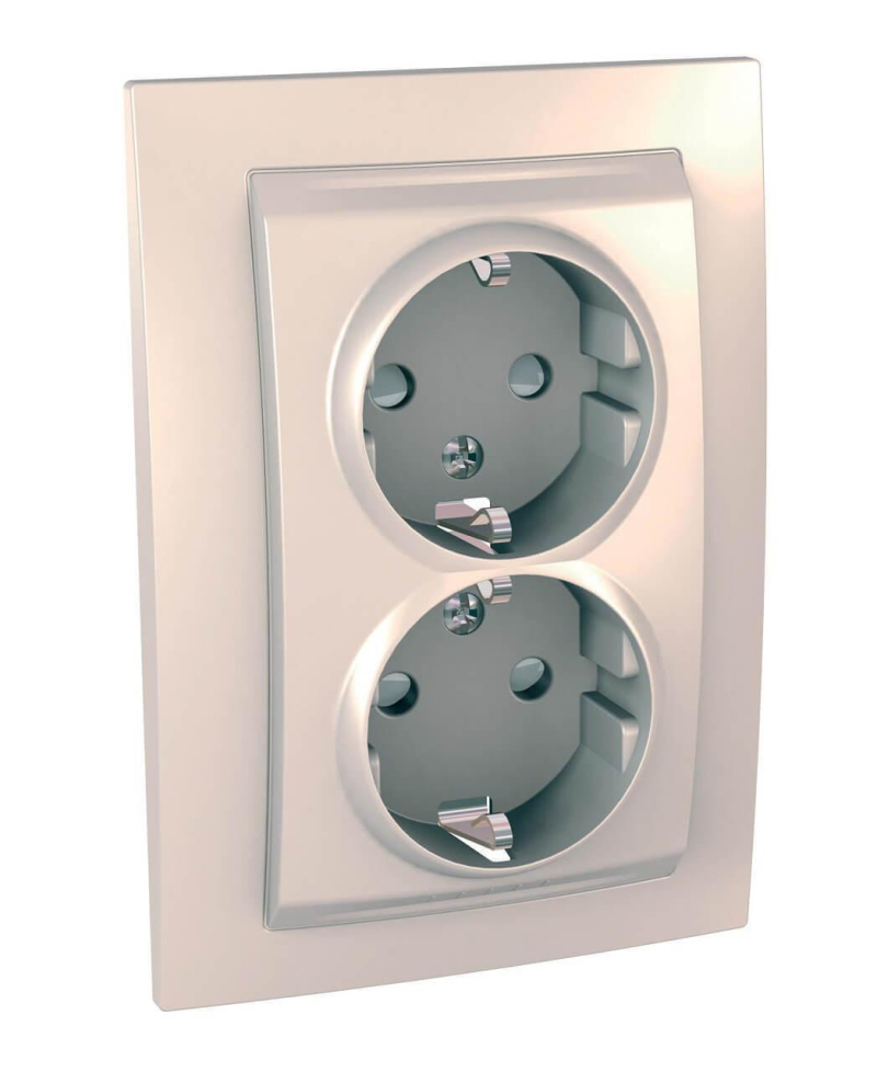 Розетка двойная Schneider Electric Unica с/з со шторками 10A 250V MGU23.067.25D в Санкт-Петербурге
