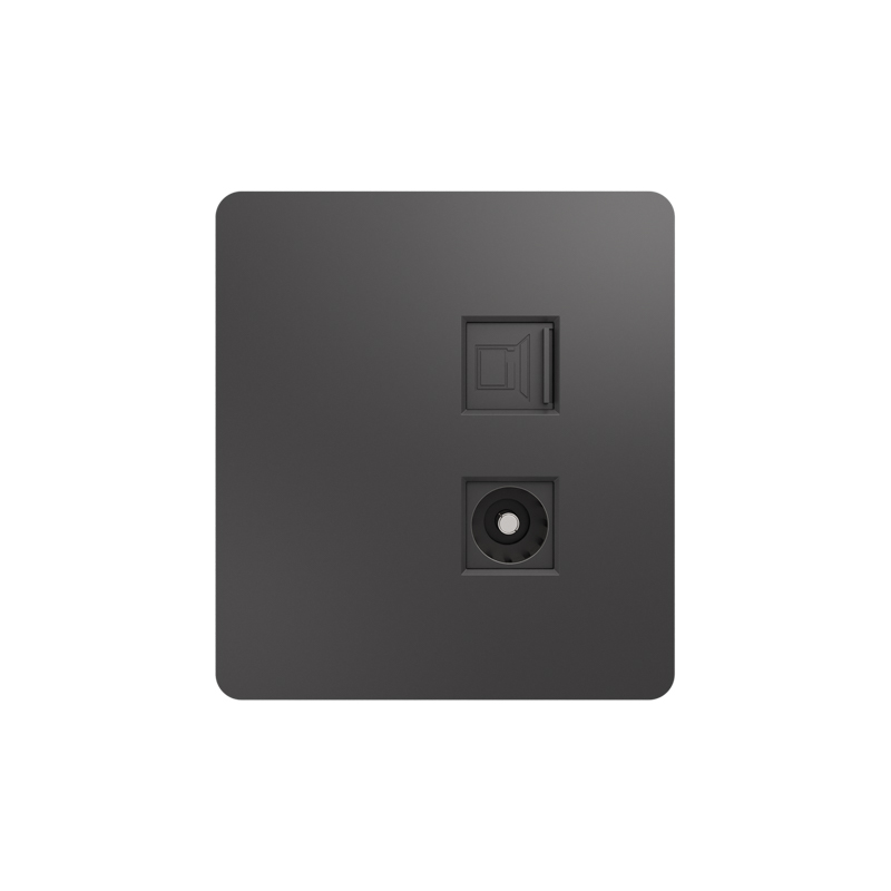 Розетка ROUND компьютерная RJ45 кат6 + TV с/у титан KRANZ KR-78-0722-2 в #REGION_NAME_DECLINE_PP#